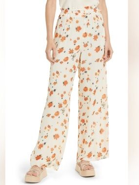 Rag & bone orange floral Bailey wide leg trouser pant SZ S